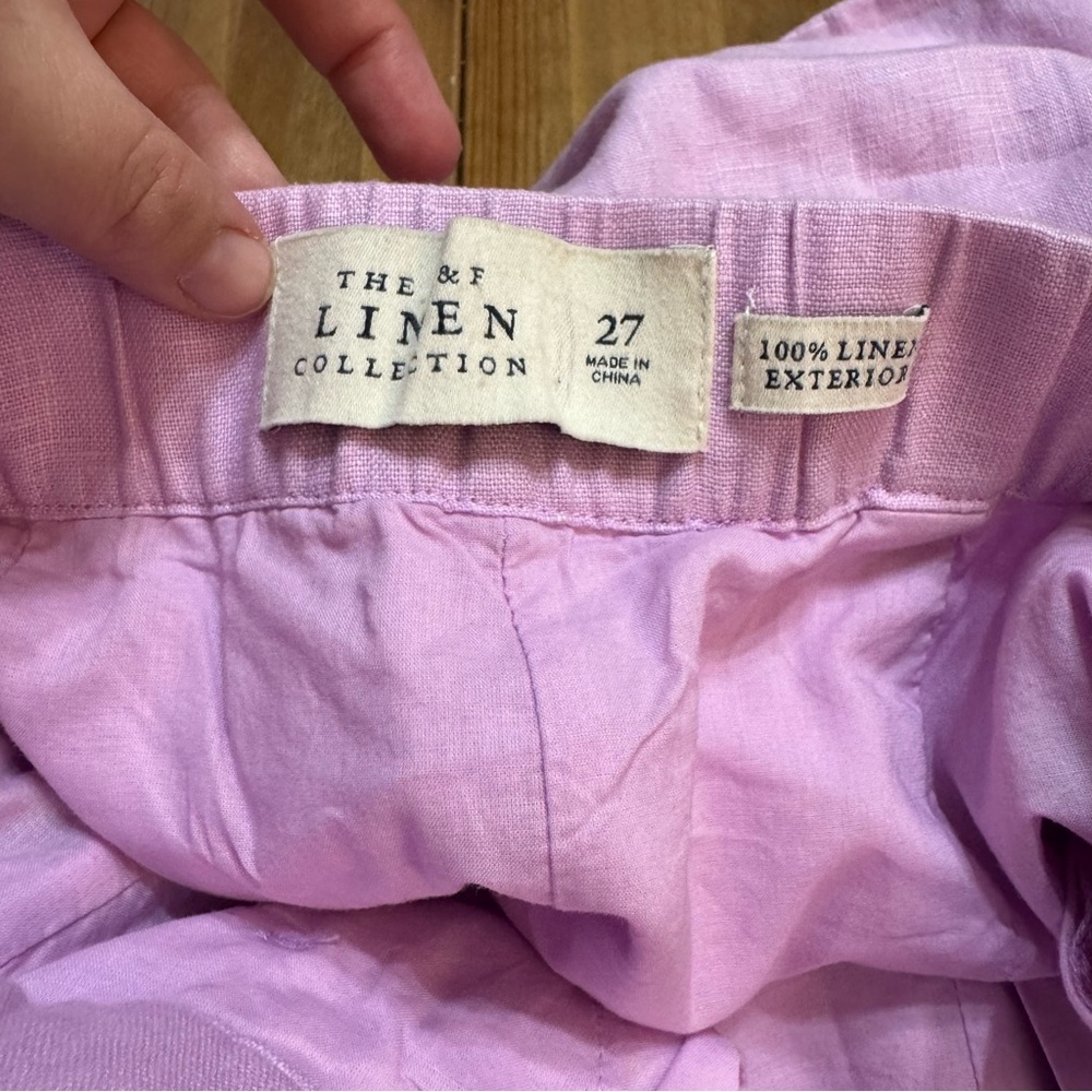 A&F Linen & Cotton Scalloped High Waist Shorts Pockets Feminine Sweet Summer - Picture 6 of 12